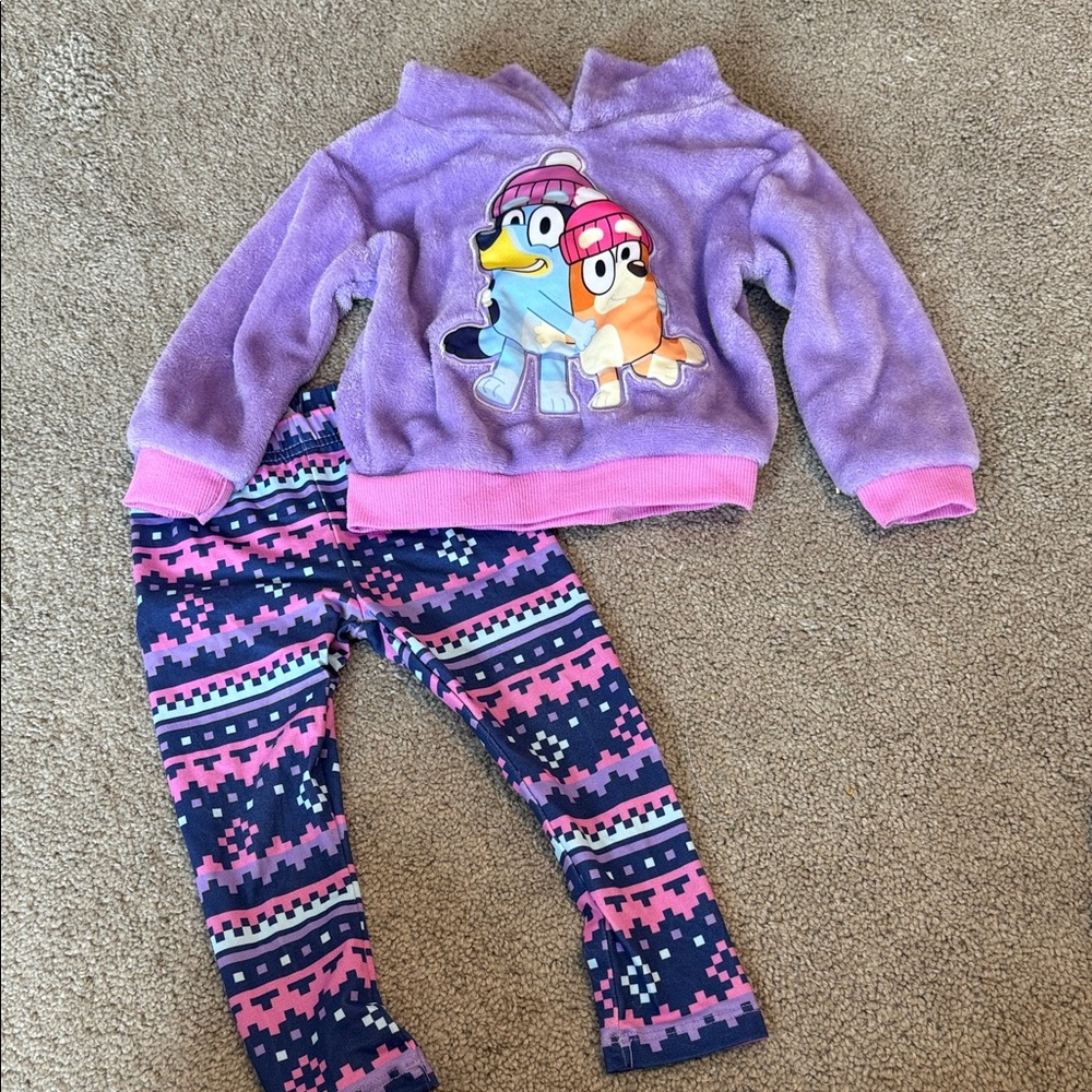 Bluey Purple Fleece Hoodie Set